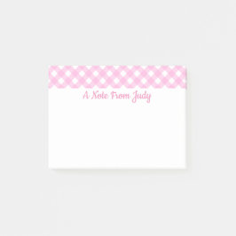 Pastel Pink Gingham Pattern Post-it® Notes