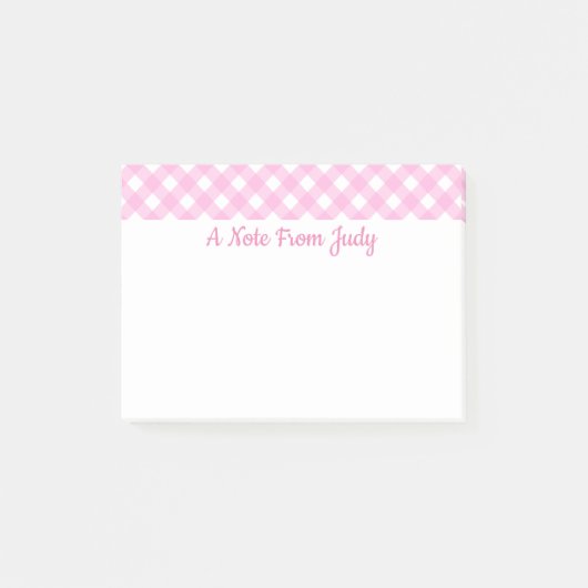 Pastel Pink Gingham Pattern Post-it® Notes (Voorkant)