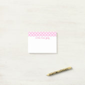 Pastel Pink Gingham Pattern Post-it® Notes (Op bureau)