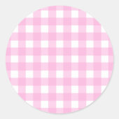 Pastel Pink Gingham Pattern Ronde Sticker (Voorkant)