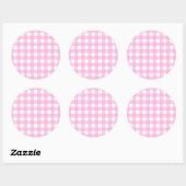 Pastel Pink Gingham Pattern Ronde Sticker (Vel)