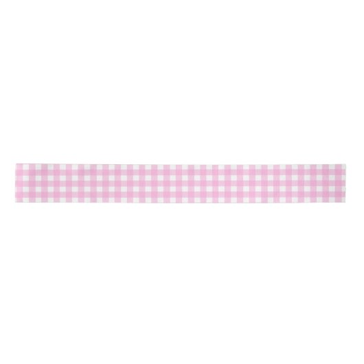 Pastel Pink Gingham Pattern Satijnen Lint (Voorkant)
