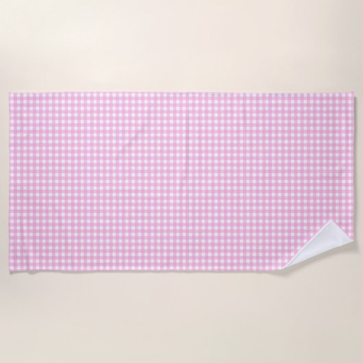 Pastel Pink Gingham Pattern Strandlaken (Voorkant)