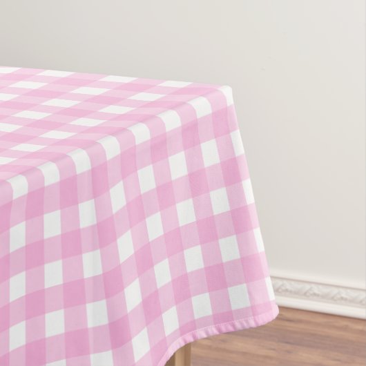 Pastel Pink Gingham Pattern Tafelkleed (Voorbeeld)