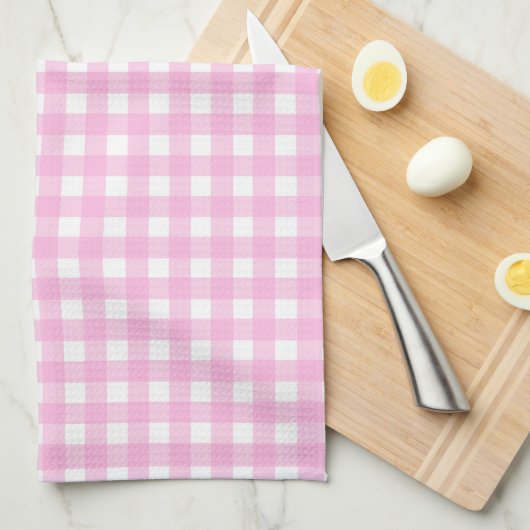 Pastel Pink Gingham Pattern Theedoek (Quarter Fold)