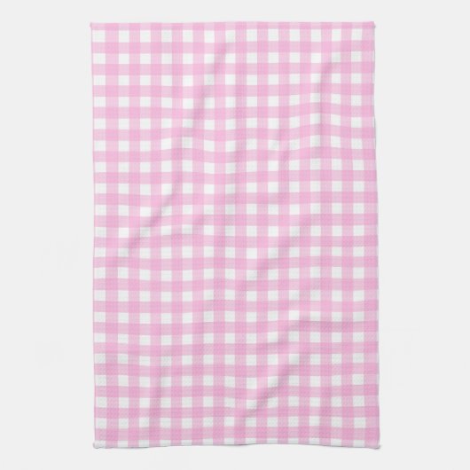 Pastel Pink Gingham Pattern Theedoek (Verticaal)