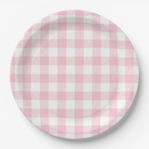 Pastel Pink Gingham Pset Pattern Papieren Bordje
