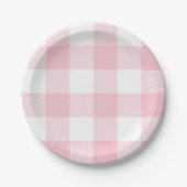 Pastel Pink Gingham Pset Pattern Papieren Bordje (Voorkant)