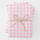 Pastel Pink Gingham Wrapping Paper Sheets (In situ)
