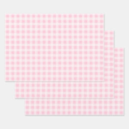 Pastel Pink Gingham Wrapping Paper Sheets