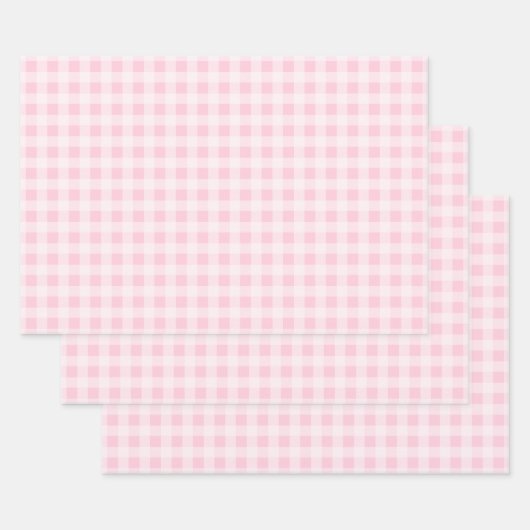 Pastel Pink Gingham Wrapping Paper Sheets (Set)