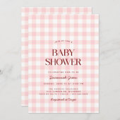 Pastel Pink Gingham | Zomer picknick Baby shower Kaart (Voorkant / Achterkant)