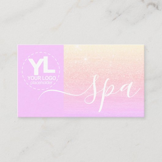 Pastel Pink Glam Logo Sjabloon Luxe Glitter Visitekaartje (Voorkant)