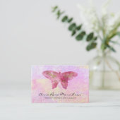 *~* Pastel Pink Glitter Fantasy Gilded Butterfly Visitekaartje (Staand voorkant)