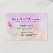 *~* Pastel Pink Glitter Fantasy Gilded Butterfly Visitekaartje (Achterkant)