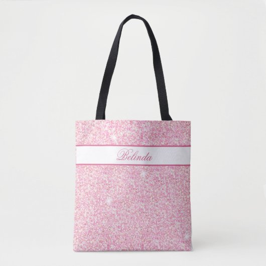 Pastel Pink Glitz en Glam Monogrammen Tote Bag (Voorkant)