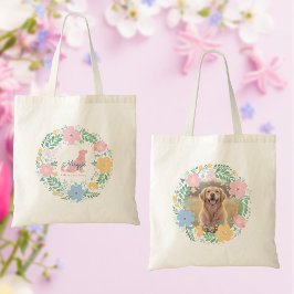 Pastel Pink Golden Retriever Custom Photo  Tote Bag
