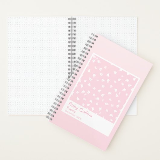 Pastel Pink Gradient Floral Aesthetic Notebook Notitieboek (Binnen)
