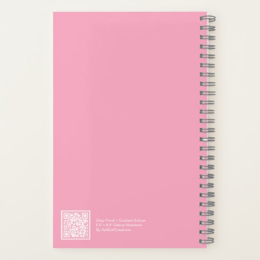 Pastel Pink Gradient Floral Aesthetic Notebook Notitieboek (Achterkant)