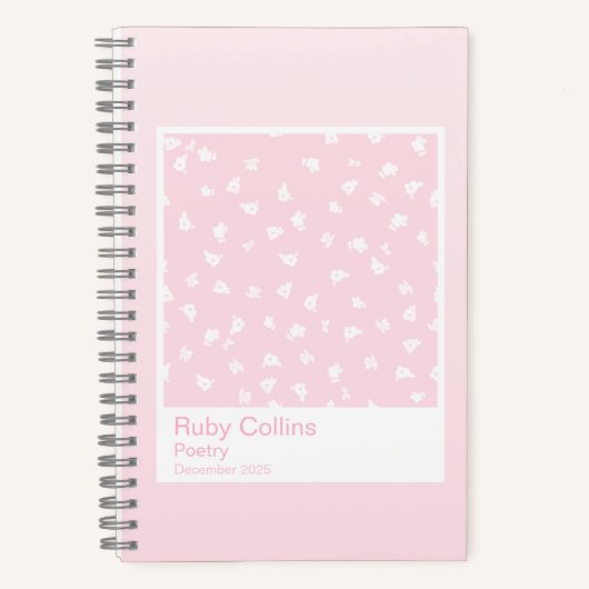 Pastel Pink Gradient Floral Aesthetic Notebook Notitieboek (Voorkant)