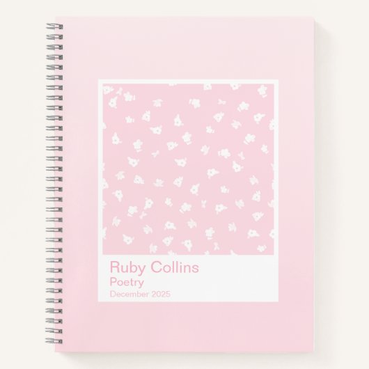 Pastel Pink Gradient Floral Aesthetic Notebook Notitieboek (Voorkant)