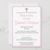 Pastel Pink & Gray Cross Watercolor Baptism Kaart (Voorkant)