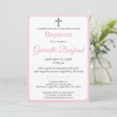 Pastel Pink & Gray Cross Watercolor Baptism Kaart (Staand voorkant)
