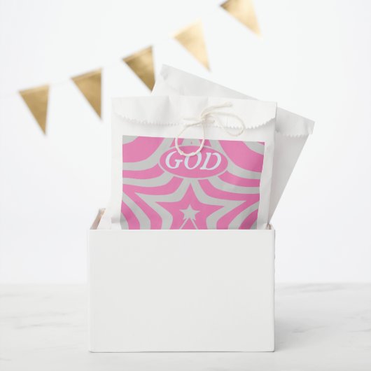 Pastel Pink & Gray Star "God Is Love" Baby Shower Bedankzakje (Feest)
