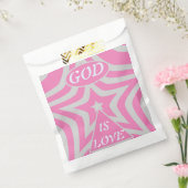 Pastel Pink & Gray Star "God Is Love" Baby Shower Bedankzakje (Gezegeld)