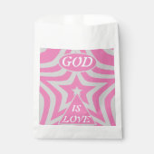Pastel Pink & Gray Star "God Is Love" Baby Shower Bedankzakje (Voorkant)