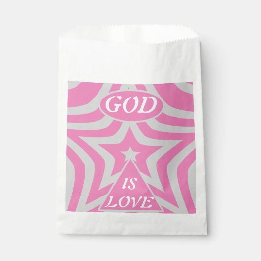 Pastel Pink & Gray Star "God Is Love" Baby Shower Bedankzakje (Voorkant)