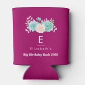 Pastel Pink & Green Floral Bouquet Birthday Blikjeskoeler (Achterkant)