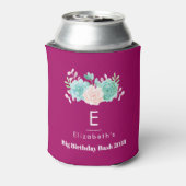 Pastel Pink & Green Floral Bouquet Birthday Blikjeskoeler (Blikje Achterkant)