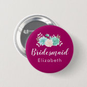 Pastel Pink & Green Floral Bouquet Bridesmaid Ronde Button 5,7 Cm (Voorkant /achterkant)