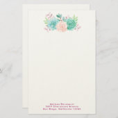 Pastel Pink & Green Floral Bouquet Briefpapier (Voorkant / Achterkant)