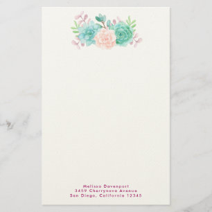 Pastel Pink & Green Floral Bouquet Briefpapier