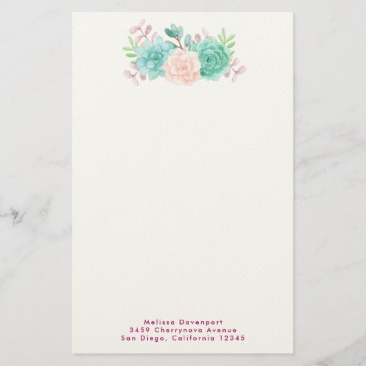 Pastel Pink & Green Floral Bouquet Briefpapier (Voorkant)