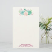 Pastel Pink & Green Floral Bouquet Briefpapier (Staand voorkant)