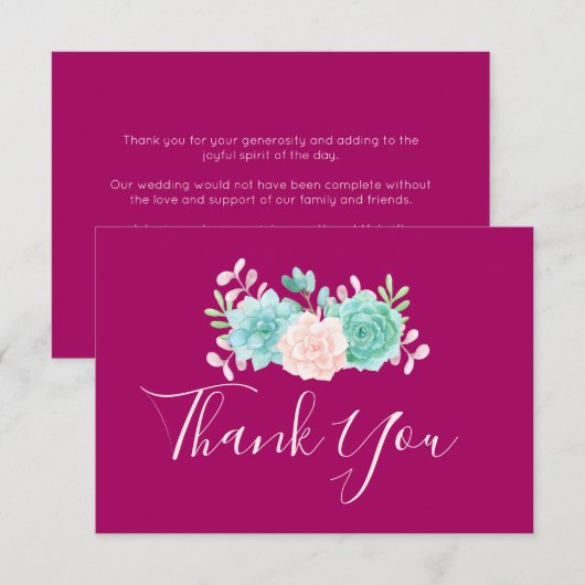 Pastel Pink & Green Floral Bouquet Dank u Bedankkaart (Voorkant / Achterkant)