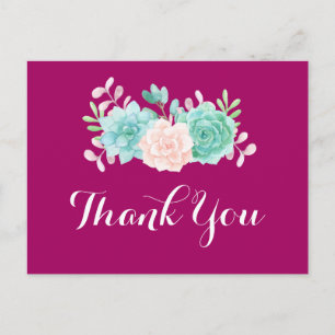 Pastel Pink & Green Floral Bouquet Party Dank je Briefkaart