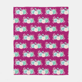 Pastel Pink & Green Floral Bouquet Pattern Fleece Deken