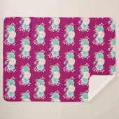 Pastel Pink & Green Floral Bouquet Pattern Sherpa Deken (Voorkant (horizontaal))