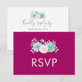 Pastel Pink & Green Floral Bouquet RSVP (Voorkant / Achterkant)