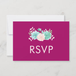 Pastel Pink & Green Floral Bouquet RSVP Kaartje