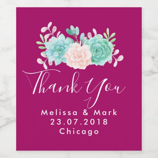 Pastel Pink & Green Floral Bouquet Weddenschap Bed Wijn Etiket (Enkel label)