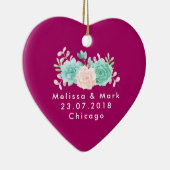 Pastel Pink & Green Floral Bouquet Wedding Keramisch Ornament (Rechts)