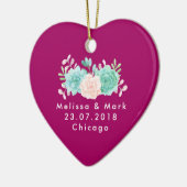 Pastel Pink & Green Floral Bouquet Wedding Keramisch Ornament (Links)