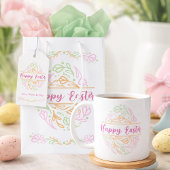 Pastel Pink Green Floral Easter Egg Happy Easter Koffiemok