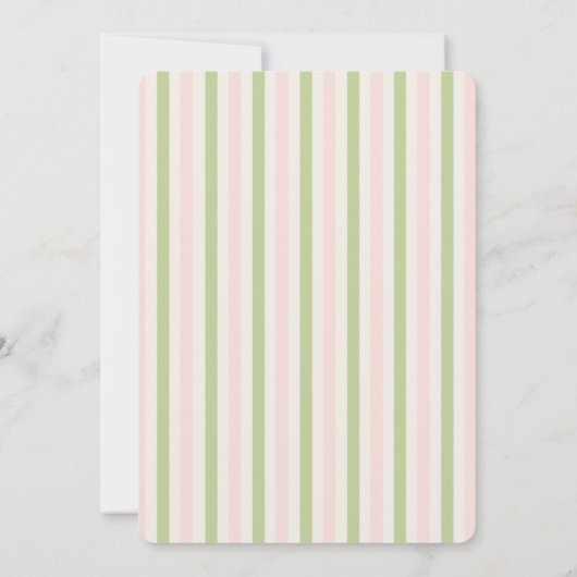 Pastel Pink & Green Stripes Border Retro Wedding Save The Date (Achterkant)