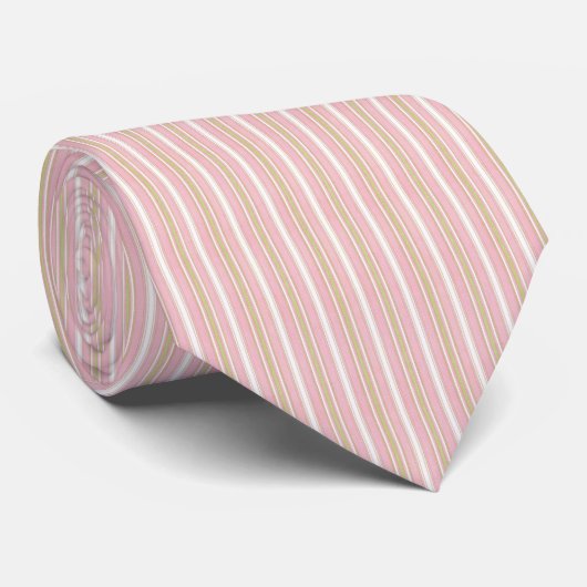 Pastel Pink Green Stripes Stropdas (Opgerold)